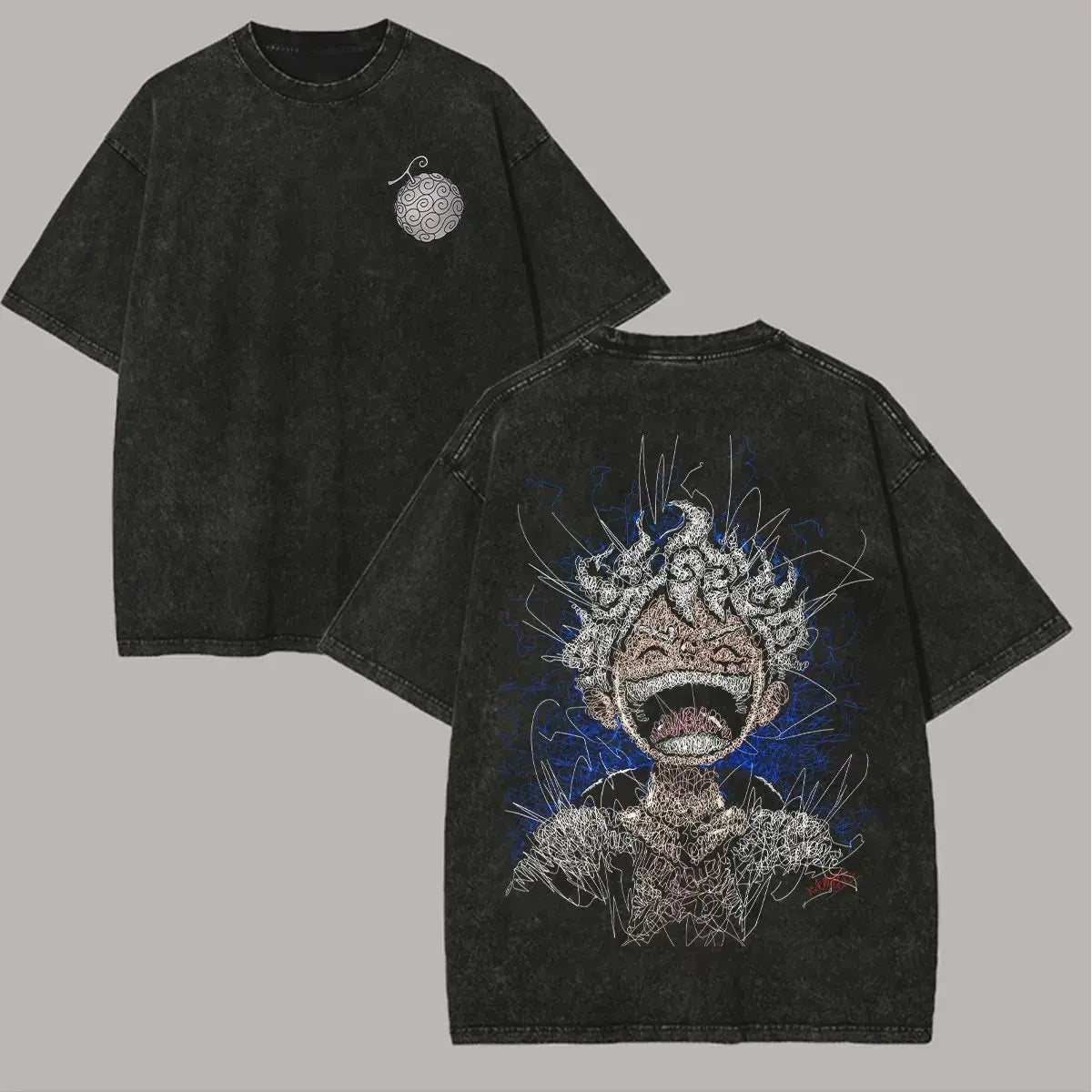 Anime One Piece Vintage Washed T Shirt Men Women Graphic Print Cotton Streetwear Short Sleeve Tee Casual Tops Summer Y2k
