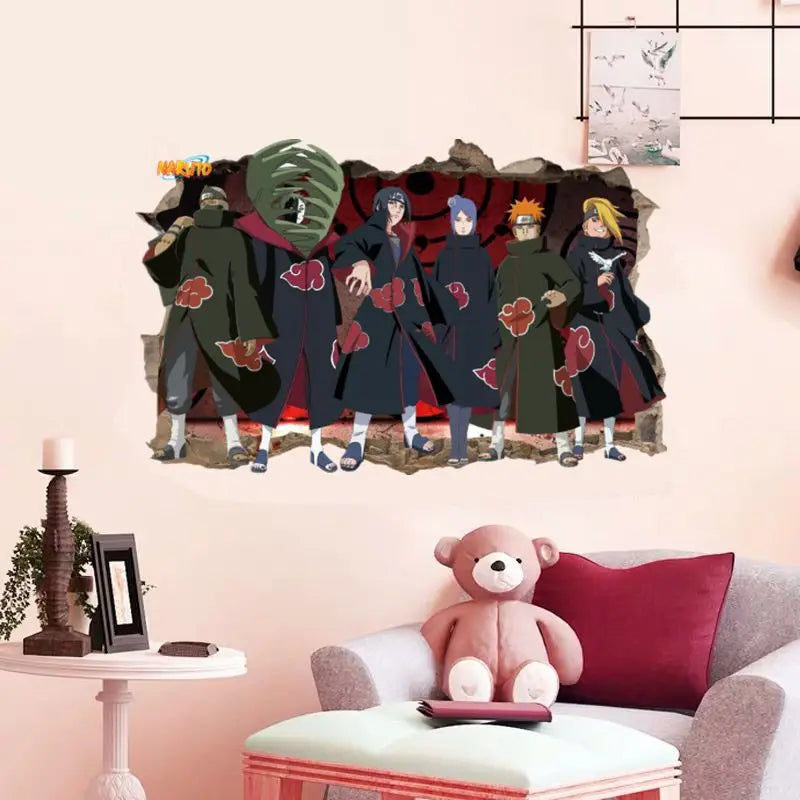 Naruto 3D Stereoscopic Wall Sticker Personality Naruto Student Dormitory Poster Wallpaper Self Adhesive Interior Decoration