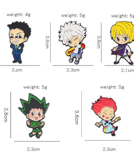 Hunters Enamel Pin Custom GON Killua Kurapika Leorio Hisoka Brooch Lapel Badge Anime Jewelry Gift for Fans