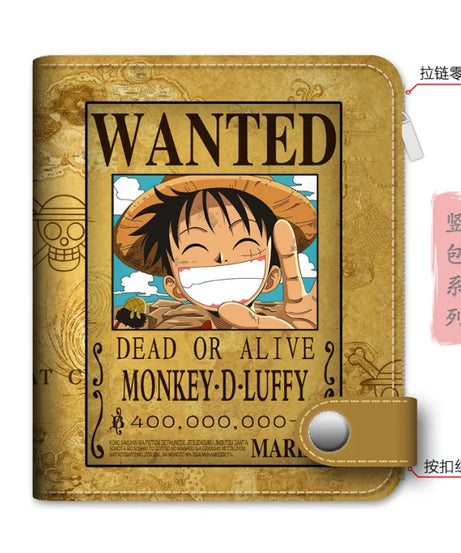 Anime One Piece Figure Wallet Luffy Purse Zoro Ace Bounty Order Skeleton Pattern Pu Kawaii Wallet Card Holder Purse