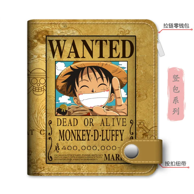 Anime One Piece Figure Wallet Luffy Purse Zoro Ace Bounty Order Skeleton Pattern Pu Kawaii Wallet Card Holder Purse