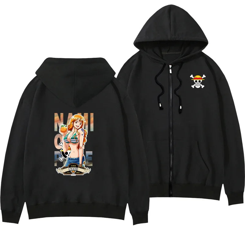 One Piece Anime Women Zip Up Hoodie Jacket Spring Autumn 2New Fashion Mens Sweatshirt Couple Promozed Clothes Coats
