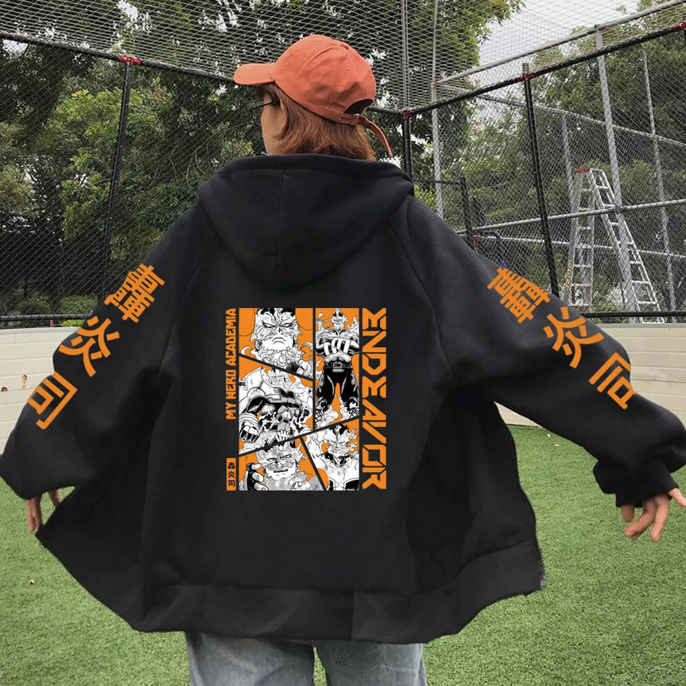 My Hero Academia Dabi Graphic Zip Up Hoodie Heavyweight Winter Fleece Streetwear Jacket 3
