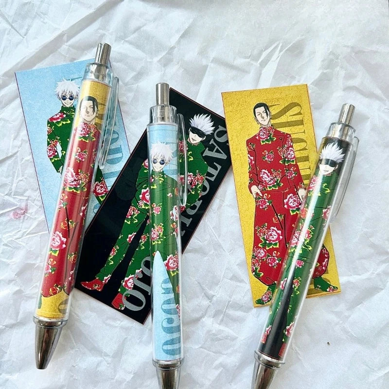 Hot Sales 3 PCS Jujutsu Kaisen Satoru Gojo Fushiguro Megumi Gel Pen Signature Pen Anime Peripheral Student Ballpoint Pen 0.5