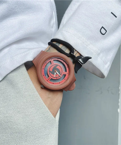 Naruto Sasuke Watch Men Anime Sharingan Fashion Simple Casual Watch Student Mechanical Sports Wristwatch Plastic Watch Band Gift