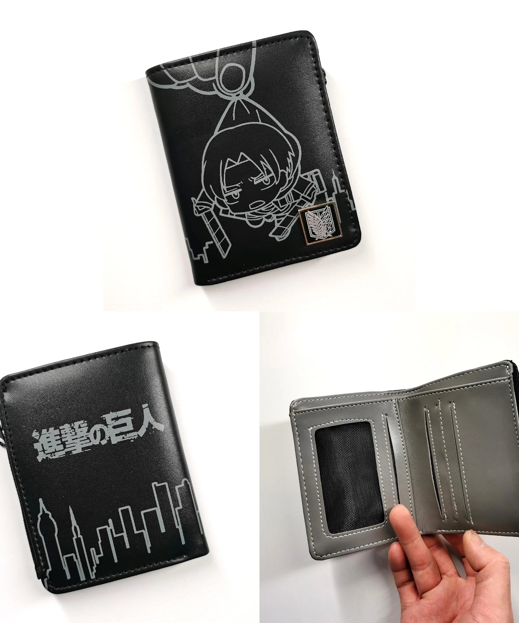 Attack on Titan Short Men Wallet Levi Survey Corps Men's Women's Coin Purse Scout Regiment Money Bag