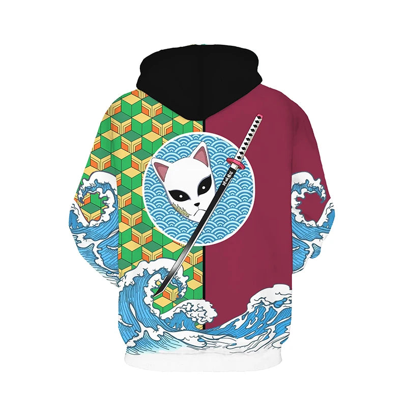 Demon Slayer Kimetsu No Yaiba 3D Anime Hoodie – Agatsuma Zenitsu & Tomioka Giyuu Cosplay Jacket 3