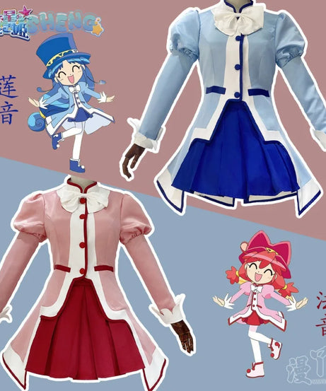 Anime Twin Princesses of the Wonder Planet Rein Fine Fain Cosplay Costume Sweet Dress Hat Tie JK Set Party Christmas Uniform