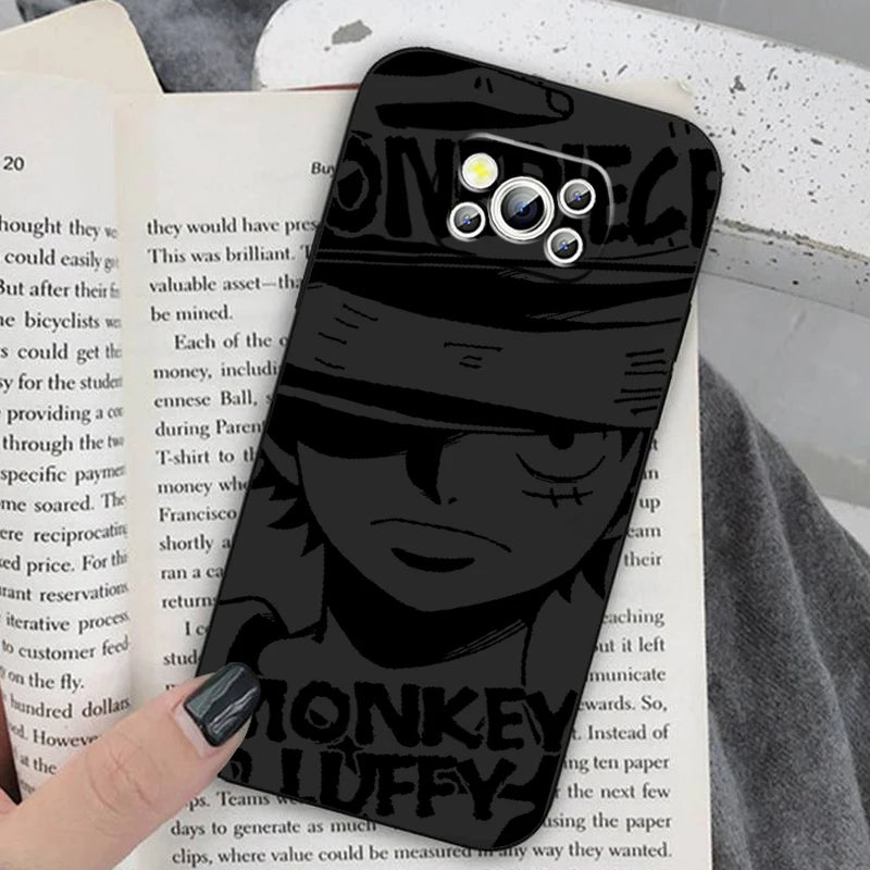 Anime Art One Piece Luffy For Xiaomi Mi Poco F5 F4 F3 X6 X5 X4 X3 M6 M5 M5S M4 M3 C65 Pro GT NFC 5G Black Back Phone Case