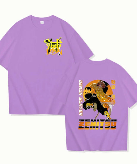 Hot Anime Agatsuma Zenitsu Print T-shirt Summer Casual Loose Personality T Shirt Women Men Harajuku Shirts