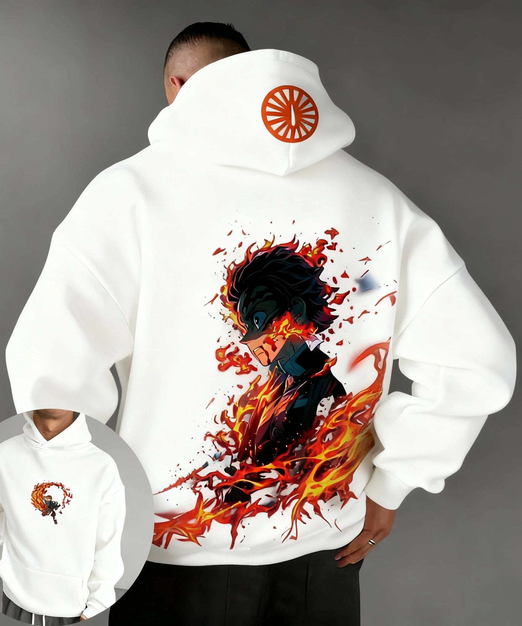 Demon Slayer Autumn/Winter New Men's Hoodie Kamado Tanjirou Anime Printed Loose Casual Hip Hop Parent Child Sweater Top