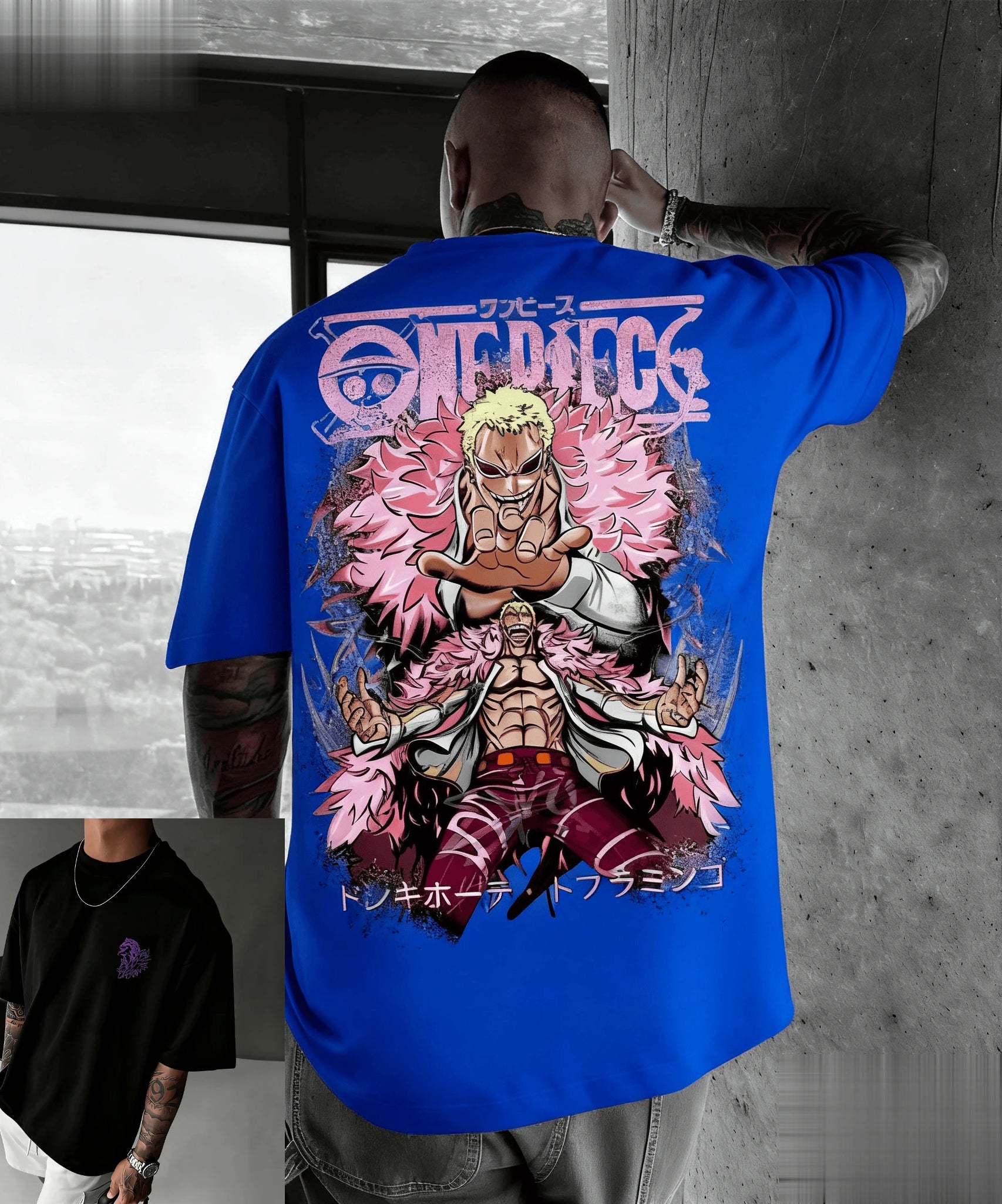 New Unisex One Piece Doflaminggo Anime Men T Shirt Short Sleeve Tee Summer Y2k Graphic Streetwear Casual Top Oversized