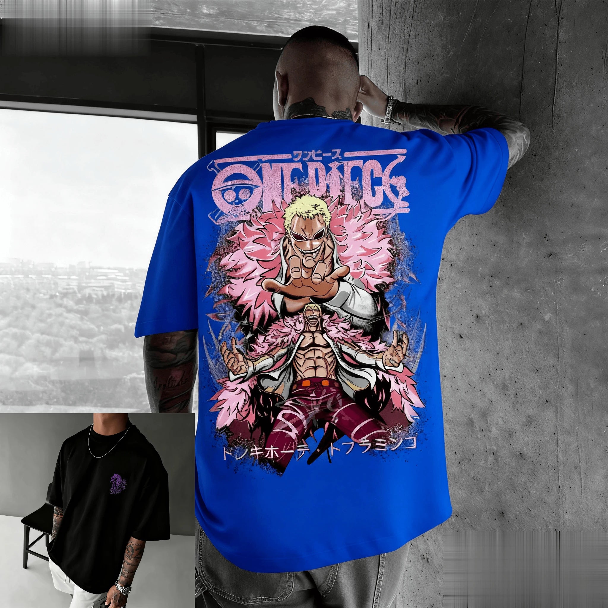 New Unisex One Piece Doflaminggo Anime Men T Shirt Short Sleeve Tee Summer Y2k Graphic Streetwear Casual Top Oversized