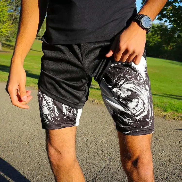 Berserk Guts Anime 2-in-1 Compression Gym Shorts – Quick-Dry Fitness Activewear 3