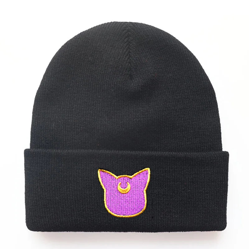 Sailor Moon Beanies Hats Anime Winter Street Punk Knitted Bonnet Caps Warm Elasticity Embroidery Hip Hop Cycling Skiing Hats