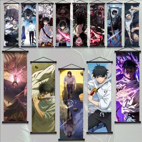 Anime Jujutsu Kaisen Fushiguro Megumi Hanging Scroll – Fabric Wall Art Poster
