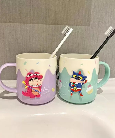 400ml Crayon Shinchans Cute Children Toothbrush Cup Anime Home Bathroom Toothpaste Holder Colorful Toothbrush Tools Storage Cup