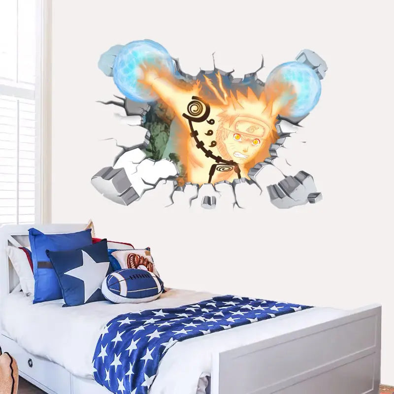 Naruto 3D Stereoscopic Wall Sticker Personality Naruto Student Dormitory Poster Wallpaper Self Adhesive Interior Decoration