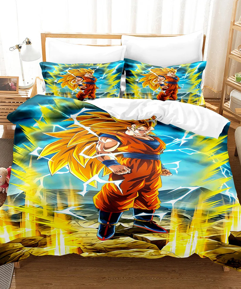 Anime Dragon Ball Duvet Comforter Quilt Cover Set Super Saiyan Bedding Set Anime Car Bed Bedroom Home Children Bedroom Gifts