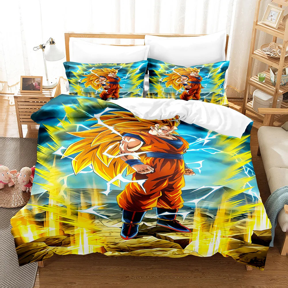 Anime Dragon Ball Duvet Comforter Quilt Cover Set Super Saiyan Bedding Set Anime Car Bed Bedroom Home Children Bedroom Gifts