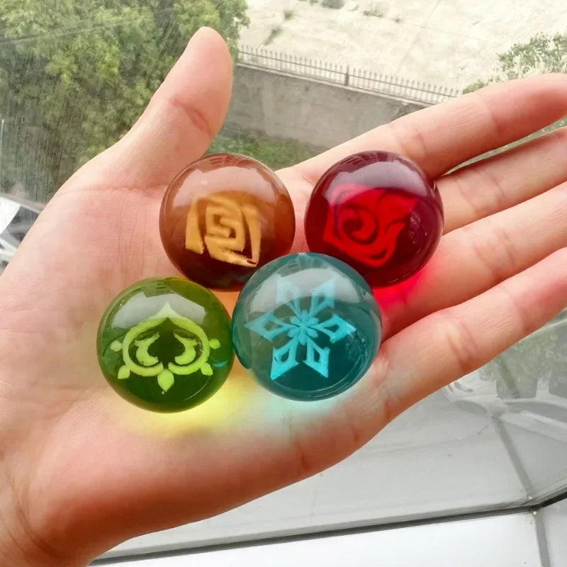 Genshin Impact Seven Elements Crystal Glass Ball 3D Three-dimensional Laser Engraving and Translucent Single Crystal Ball Game