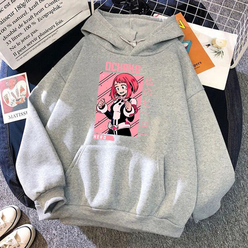 New Fashion Autumn Winter Sweatshirts Anime Ochaco Uraraka Printing Hoodies Fashion Women Men Streetwear Long Sleeve Pullover