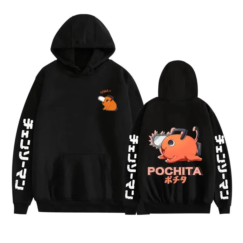 Chainsaw Man Pochita Graphic Pullover Hoodie – Anime Harajuku Streetwear