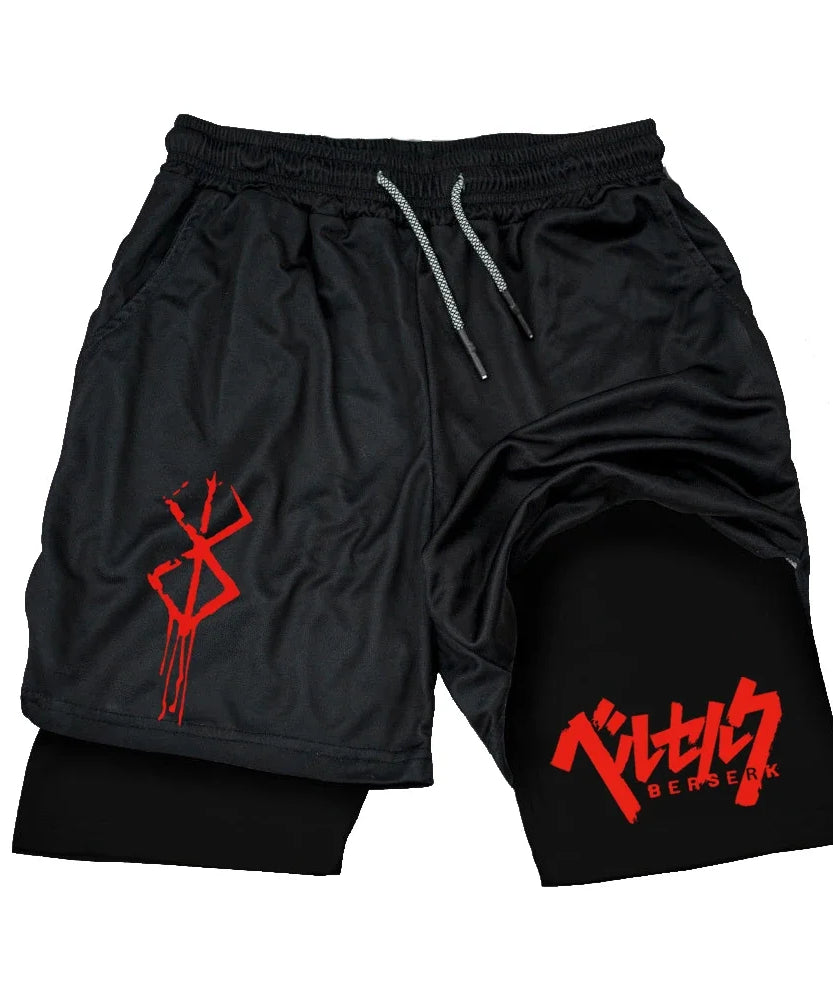 Men's Double Layer 2-in-1 Shorts Summer Compression Letter Print Shorts Running QuickDry Leggings Jogging Gym Fitness Sportswear