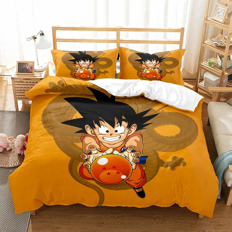 Anime Dragon Ball Duvet Comforter Quilt Cover Set Super Saiyan Bedding Set Anime Car Bed Bedroom Home Children Bedroom Gifts