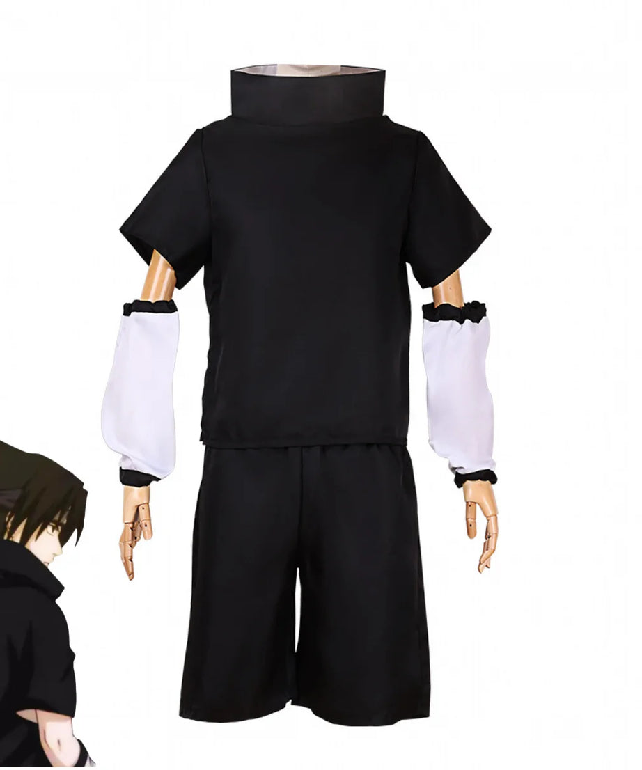 Anime Uchiha Sasuke 2nd Generation Cosplay Costume Summer Black Short Sleeve T-shirt Wig Adult Man Woman Christmas Party Suit