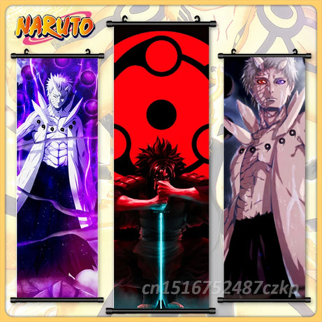 Naruto Print Pictures Uchiha Obito Canvas Home Decor Ootutuki Kaguya Poster Anime Scroll Gaara Hanging Painting Wall Art Mural