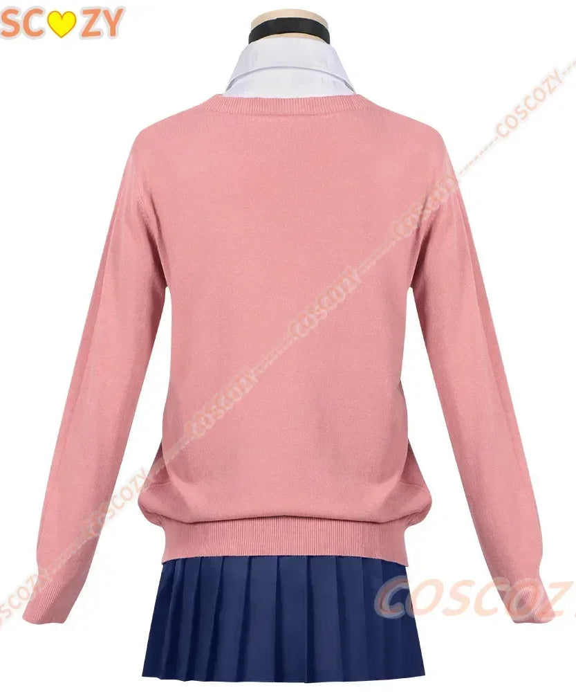 Momo Ayase Cosplay Costume Wig Anime Dandadan Sweater Skirt School Uniform Earrings Choker Socks Christmas Party for Girls Women
