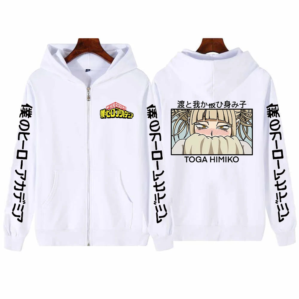 My Hero Academia Himiko Toga Graphic Zip Up Hoodie Unisex Harajuku Hip Hop Sweatshirt 5