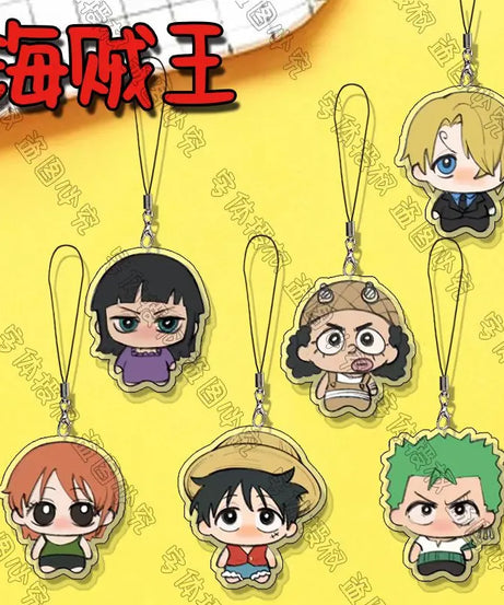 Kawaii One Piece anime peripheral cartoons Luffy Zoro Usopp Sanji Robin mobile phone chain keychain pendant jewelry holiday gift