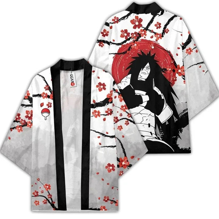 Uchiha Itachi shirt  Kimono Cardigan Print Crow Loose Blouse Shirt Haori Obi Asian Clothes Harajuku Streetwear