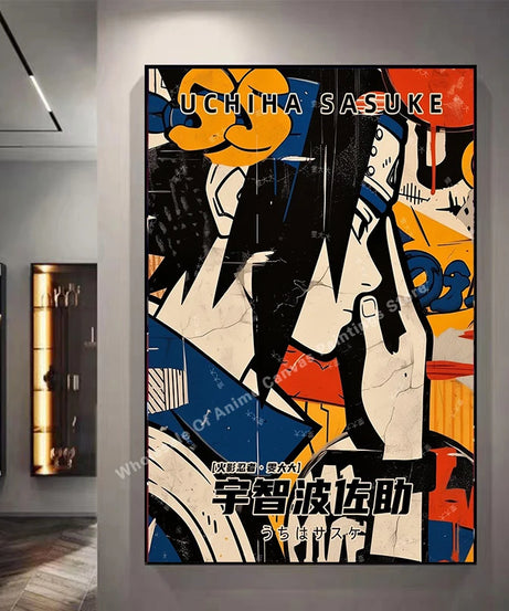 Naruto Graffiti Poster – Itachi Uchiha Akatsuki Anime Wall Art for Home Decor