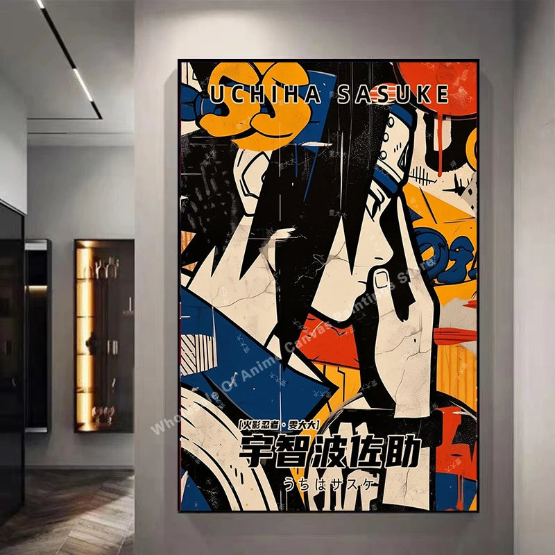 Naruto Graffiti Poster – Itachi Uchiha Akatsuki Anime Wall Art for Home Decor