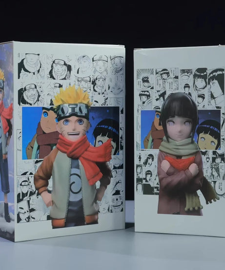 21cm Naruto Childhood Uzumaki Naruto Hinata Hyuga Couple Figure Double Head Sculpt Anime Model Toy Desktop Ornament Collect Gift