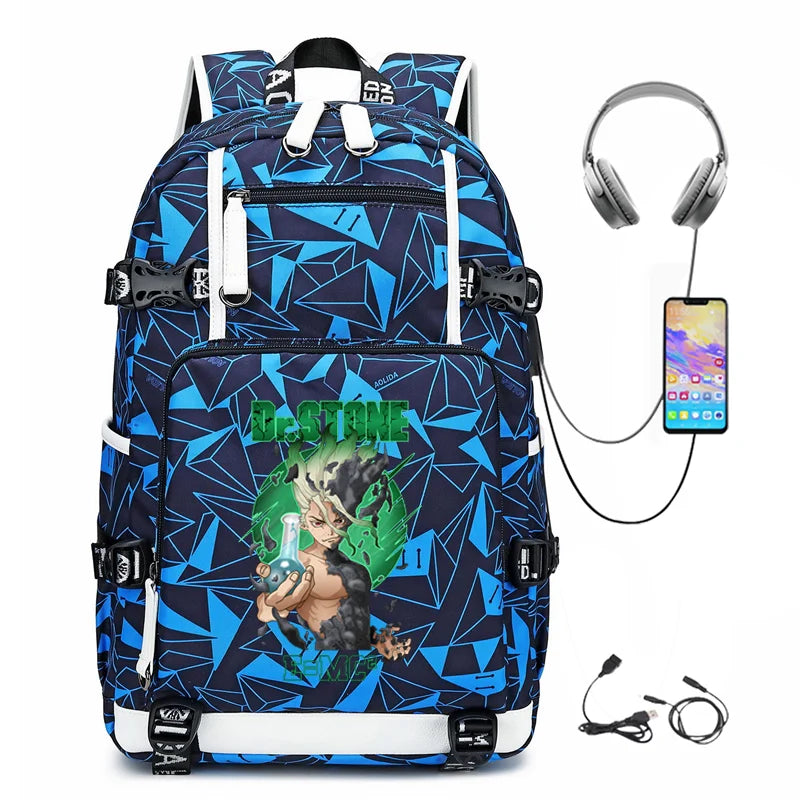 Dr. Stone Anime Backpack – Large Capacity Student & Travel Bag
