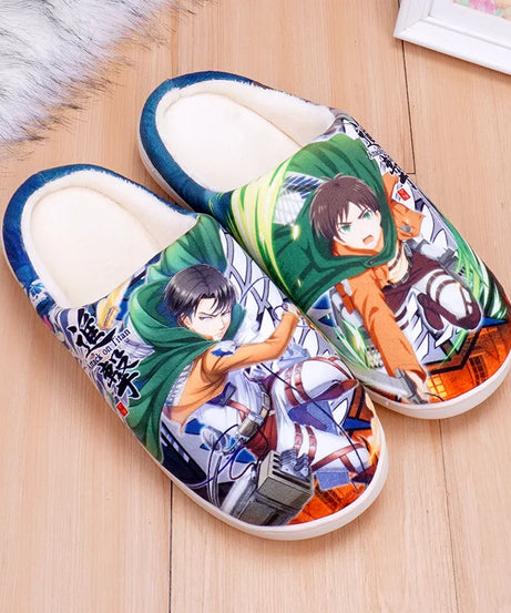 Anime One Piece Luffy Chooper Dragon Ball Goku Hatsune Winter Warm Plush Men Women Couple Shoes Home Slipper Stuffed Plush Gift