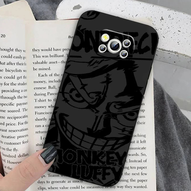 Anime Art One Piece Luffy For Xiaomi Mi Poco F5 F4 F3 X6 X5 X4 X3 M6 M5 M5S M4 M3 C65 Pro GT NFC 5G Black Back Phone Case