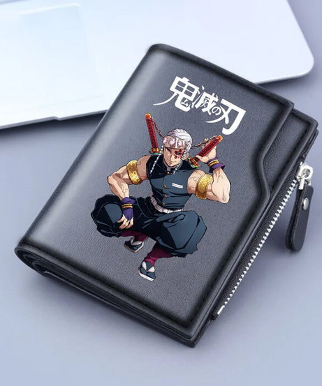Demon Slayer Wallet Anime Coin Purse Men Credit Card Holder Boy Student Fashion Short Trifold Money Key Storage Pouch