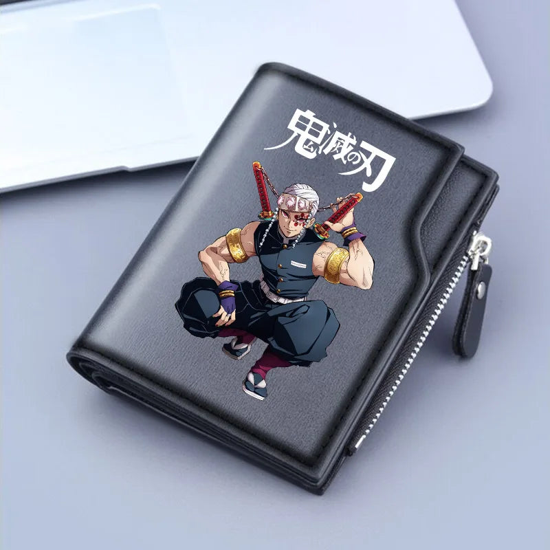 Demon Slayer Wallet Anime Coin Purse Men Credit Card Holder Boy Student Fashion Short Trifold Money Key Storage Pouch