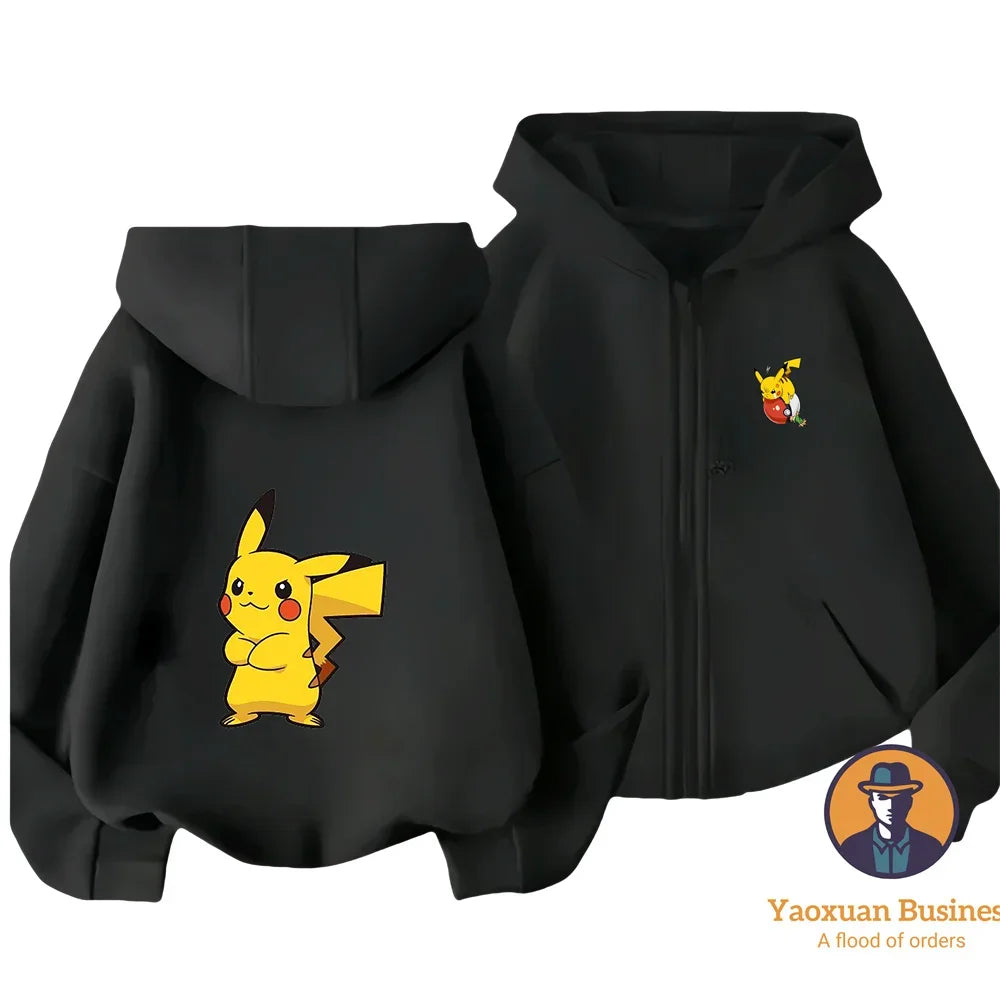 Pokémon Pikachu Pure Cotton Zip Up Hoodie – Premium Layered Sports Outerwear for Men & Women 3