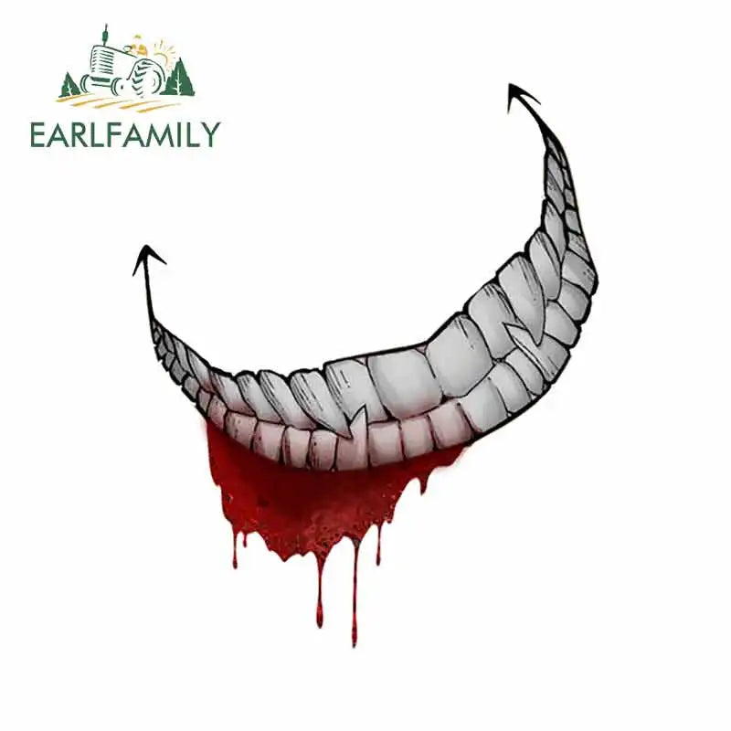 EARLFAMILY 13cm For Scary Devil Tooth Helmet Car Stickers RV JDM Motorcycle Decal Waterproof Camper Van Funny Car Accessories