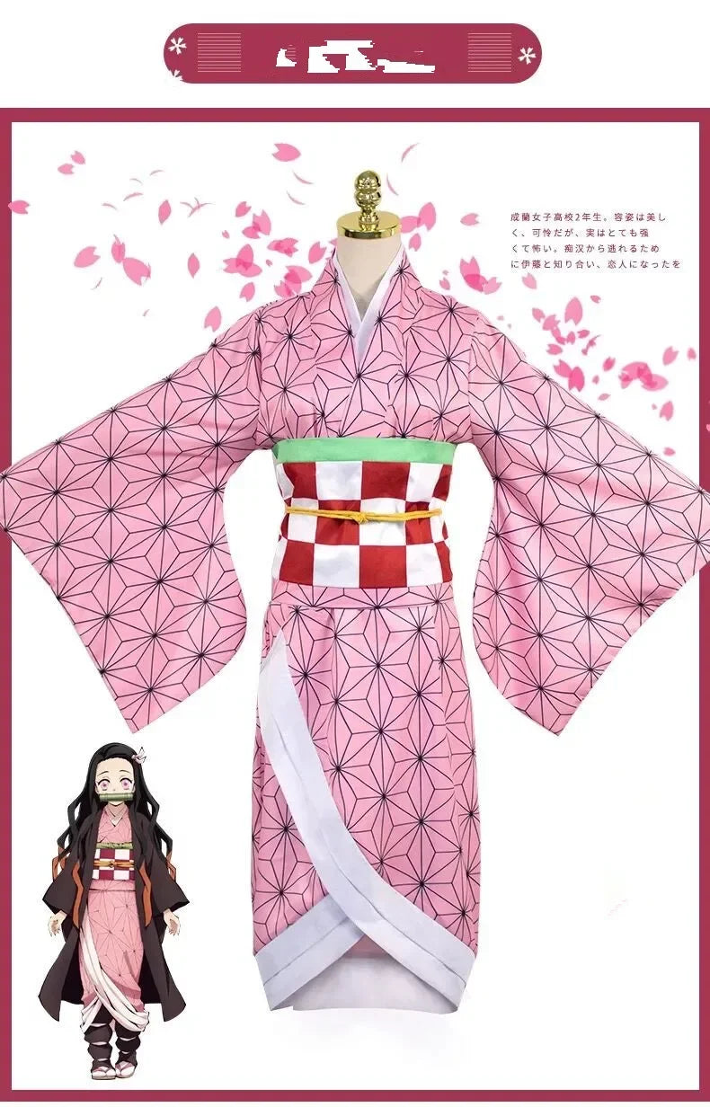 Anime Demon Slayer Nezuko Kamado Cosplay Costume – Uniform, Wig & Accessories Set 4