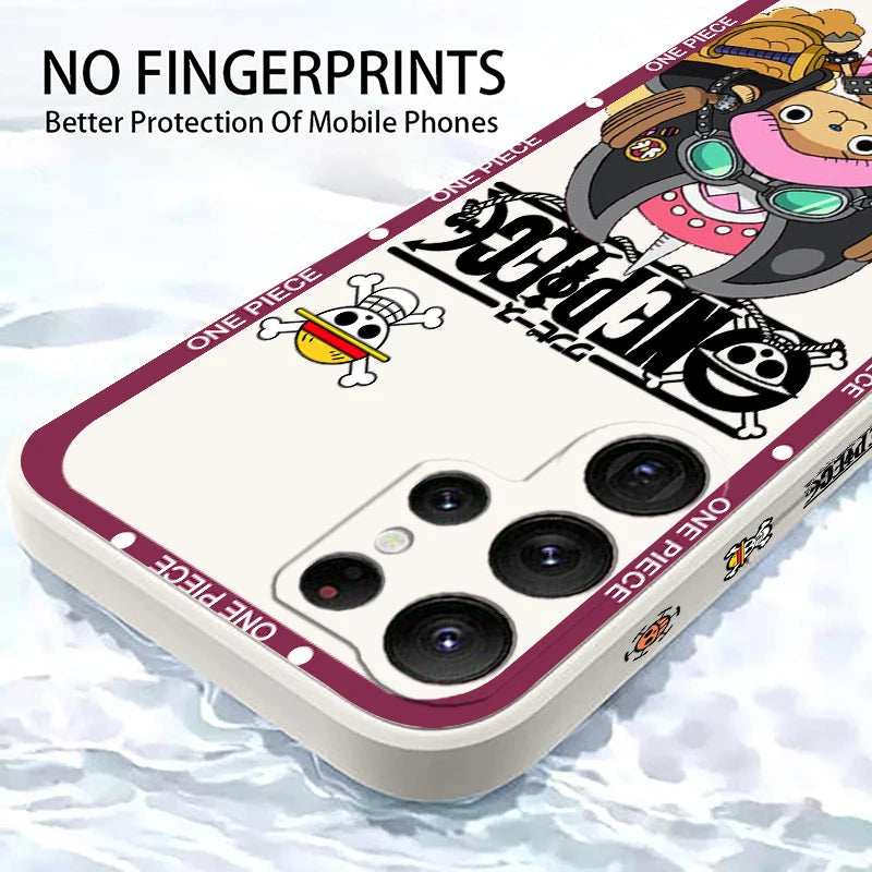 One Piece Chopper Cute Girl Liquid Left Rope For Samsung Galaxy S24 S23 S22 S21 S20 FE S10 Ultra Plus Lite 5G Cover Funda