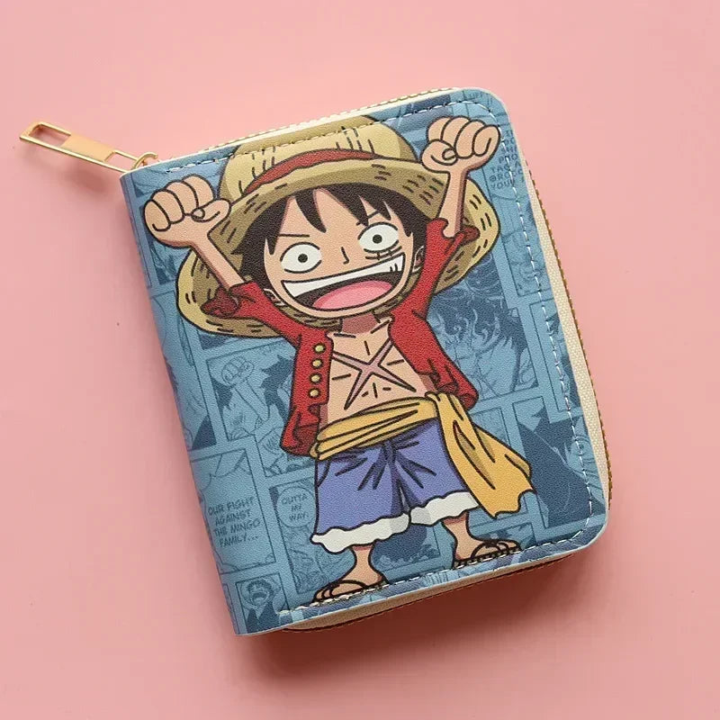 Anime One Piece Wallet Luffy Straw Hat Pirates Men's Short Wallet Multi-function Multi-card Slot Wallet Kids Gifts Men Gifts