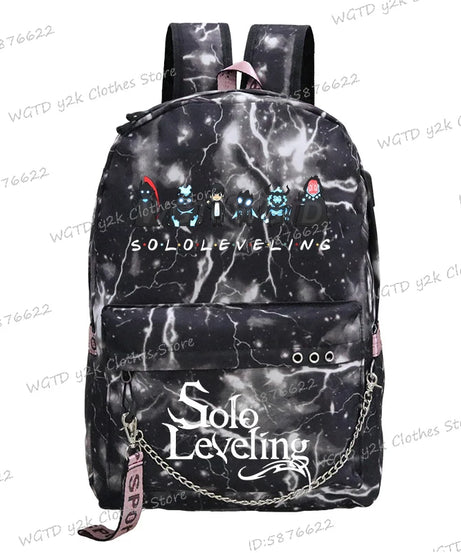Cute Funny Solo Leveling Anime School Backpack for Teenager Bookbag Fashion Student Zipper Travel Rucksack Women Men Back Pack