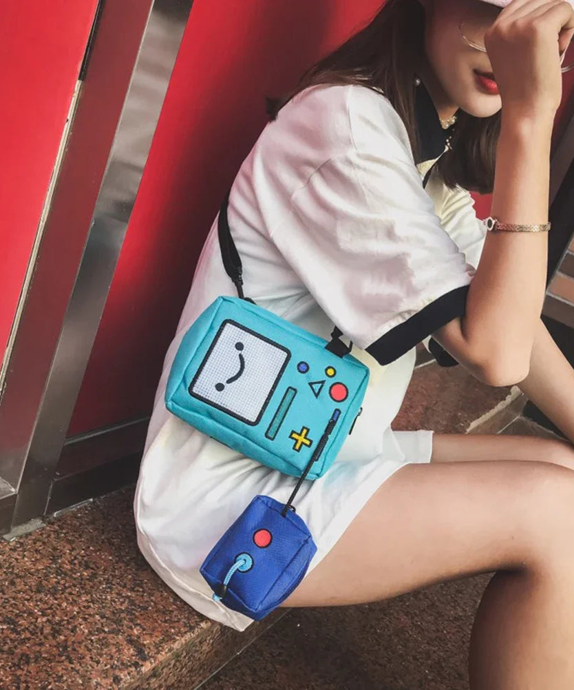 Anime Adventure Time BMO Small Bags for Women Phone Purse Female Canvas Game Machine Shoulder Bag Funny Crossbody Bag